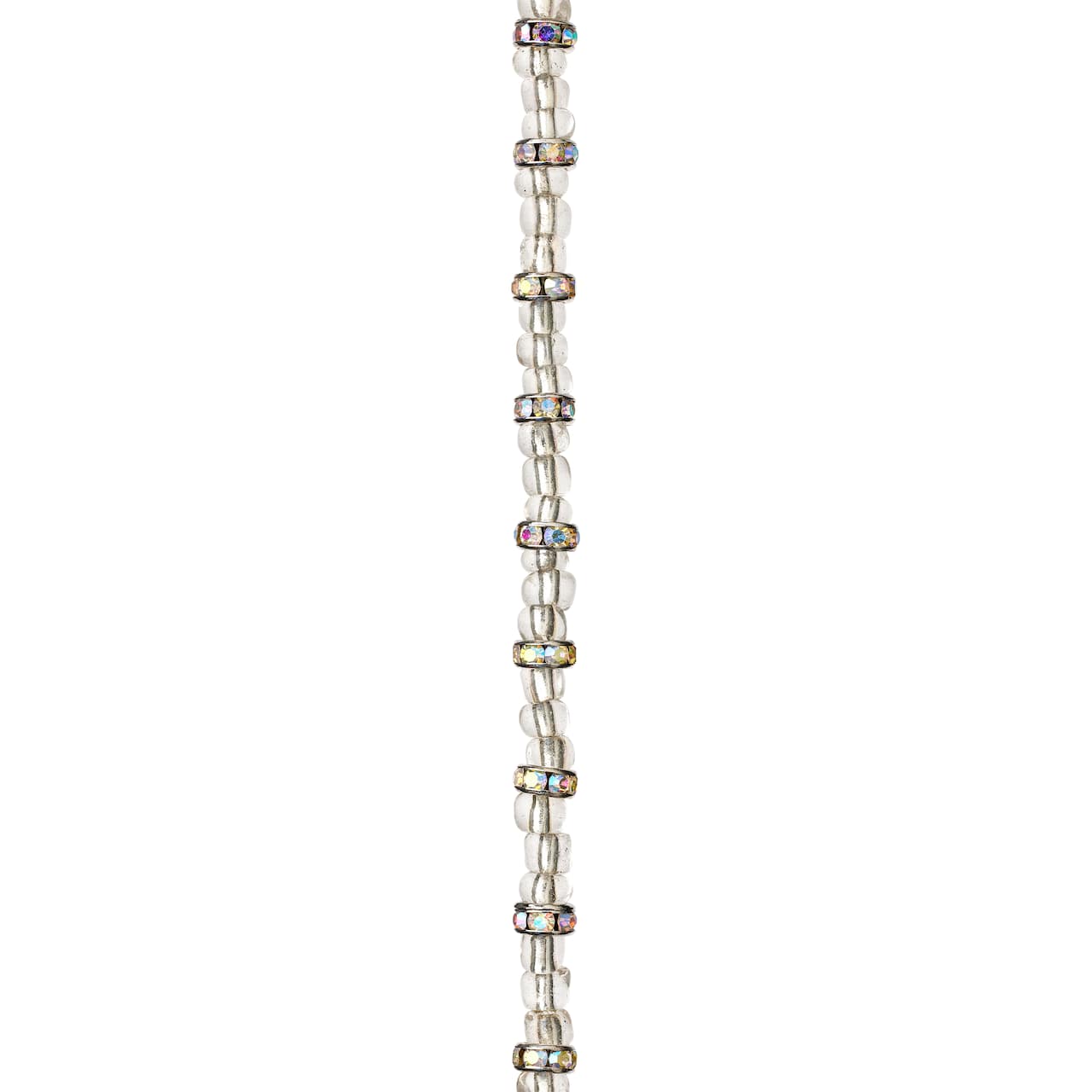 Rhodium with Aurora Borealis Rhinestone Rondelle Beads, 5mm by Bead Landing&#x2122;